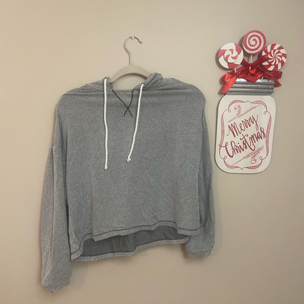 Urban Romantics Striped Cropped Hoodie